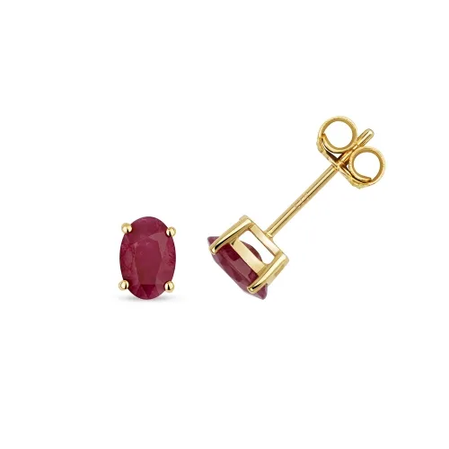 Ruby Oval Claw Set Studs